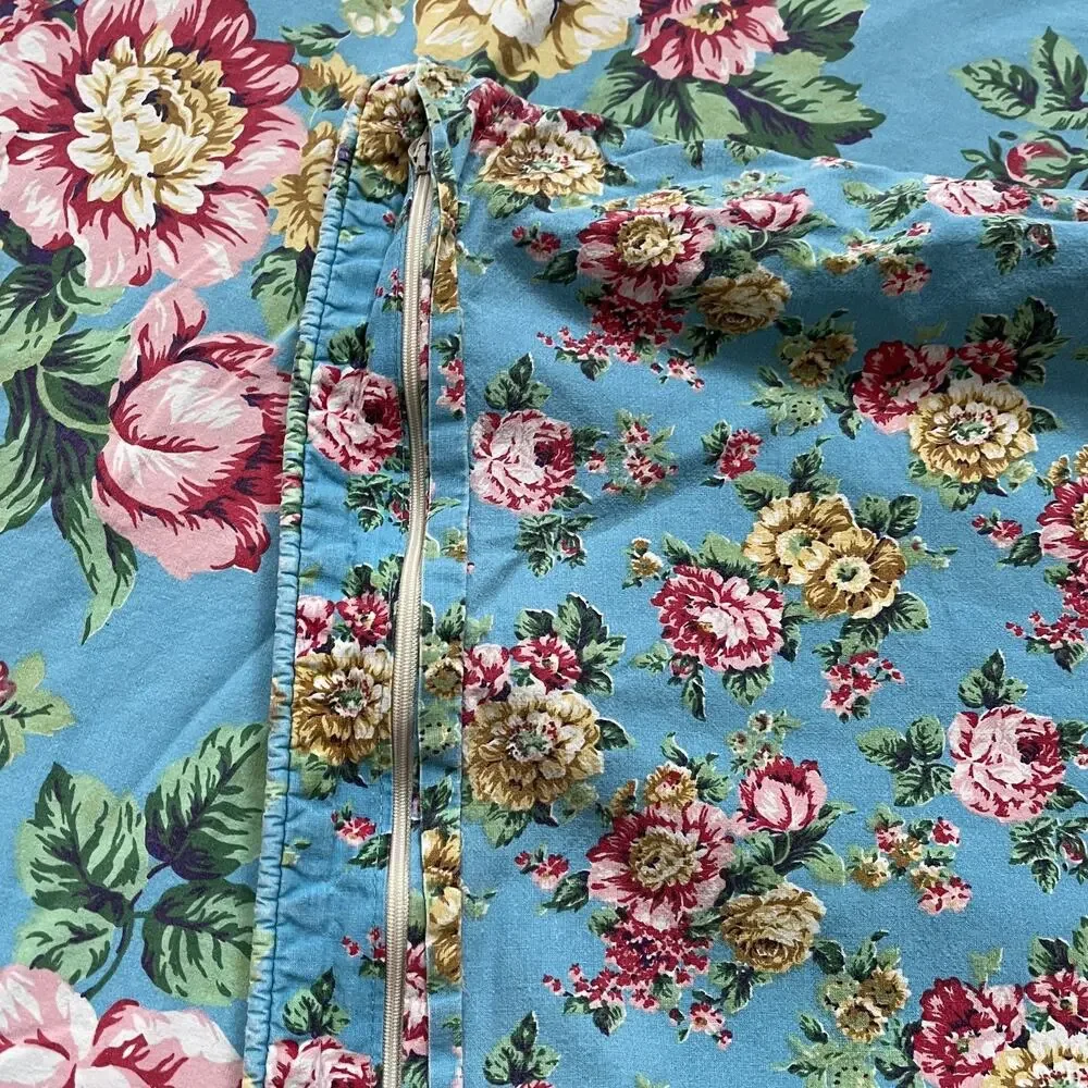Vintage Blue Floral Duvet Cover 2 Ruffle Pillows 1 Long Pillow Cottage Core